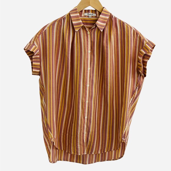 Madewell Central Rainbow Stripe Classic Button Down Shirt XS - Picture 3 of 7